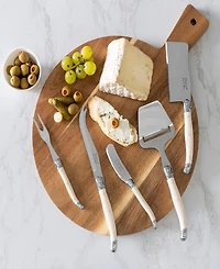 French Home 5-Piece Laguiole Cheese Knife, Fork, and Slicer Set with Faux Ivory Handles