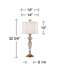 Regency Hill Alyson Traditional Buffet Table Lamp 32 3/4" Tall Mercury Glass Silver Champagne White Drum Shade for Bedroom Living Room Bedside Ho