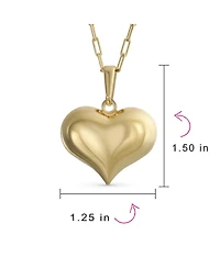Bling Jewelry Simple Plain Large Heart Shape Pendant Necklace Gold Plated