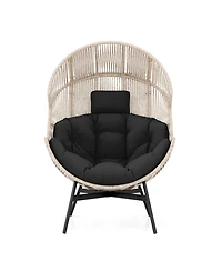 Oversized Egg Style Chair with Cushions & Headrest Heavy-Duty Metal Frame for Yard