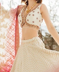 Raas Women's Off-White and Lilac Shaded Banarasi Silk Lehenga Choli