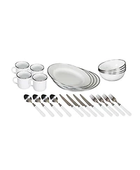 Stansport Deluxe 24-Piece Enamel Tableware Set - White