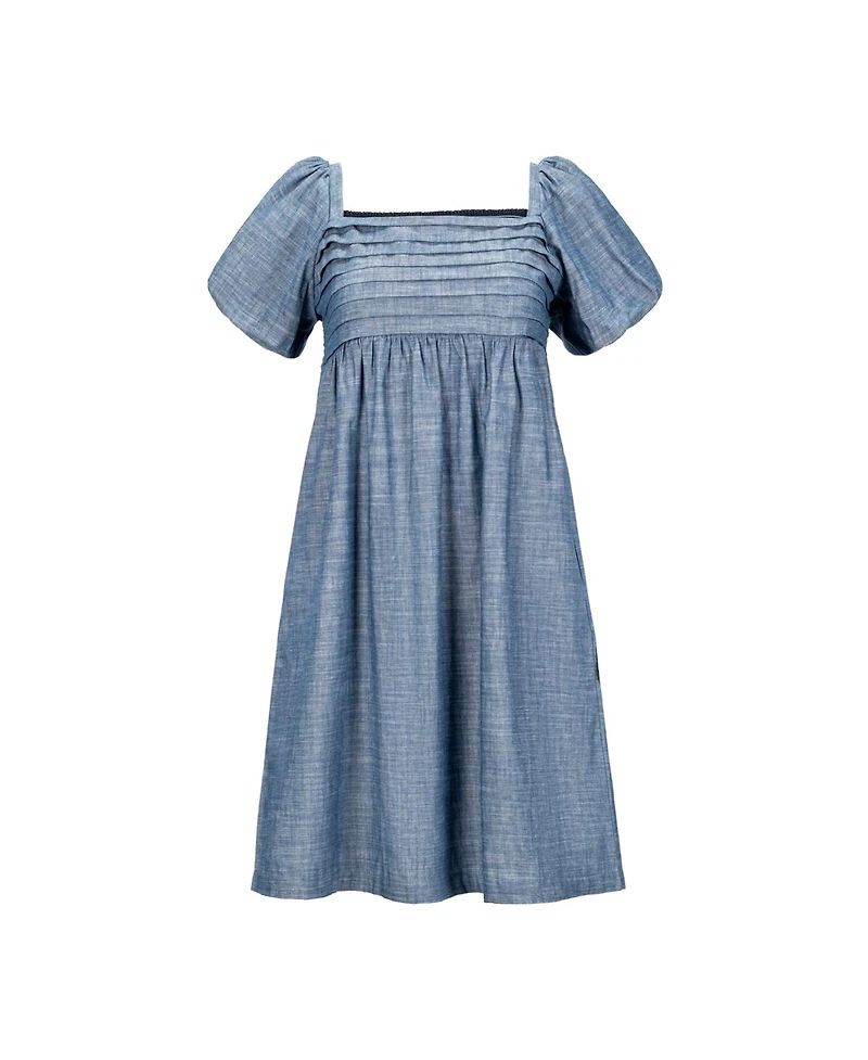 Hope & Henry Women's Organic Ruched Bodice Chambray Dress