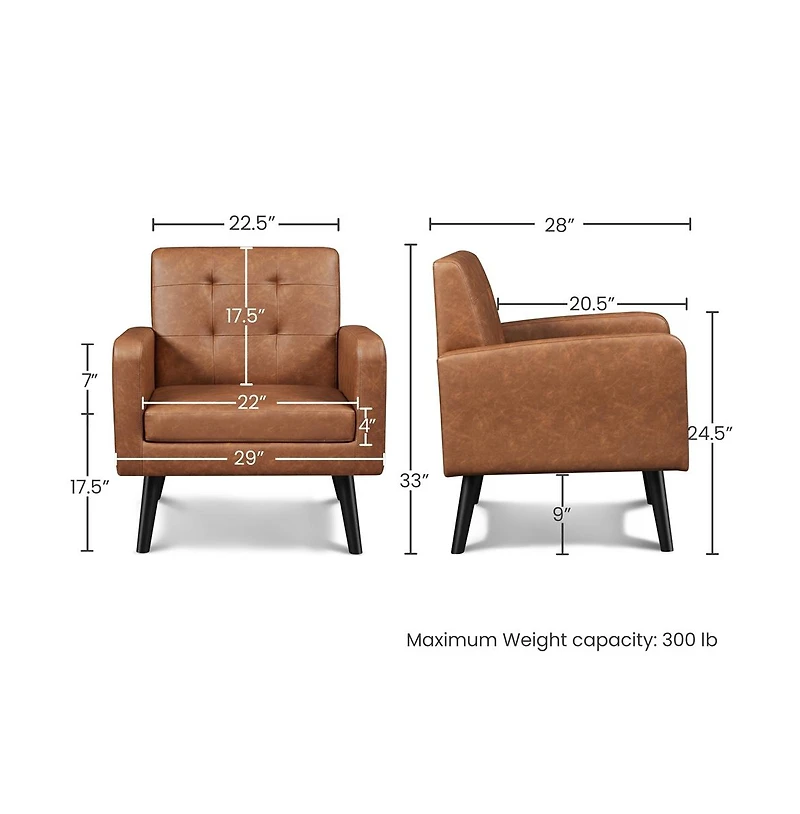 Yaheetech Modern Faux Leather Arm Chair Tufted Accent