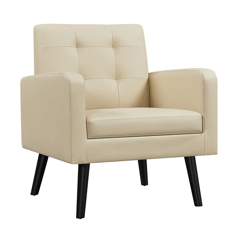 Yaheetech Modern Faux Leather Arm Chair Tufted Accent