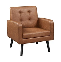 Yaheetech Modern Faux Leather Arm Chair Tufted Accent