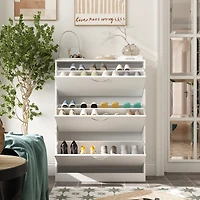 Homsee White Wooden Shoe Storage Cabinet,Fashion Shoes Cabinet with 3-Drawers