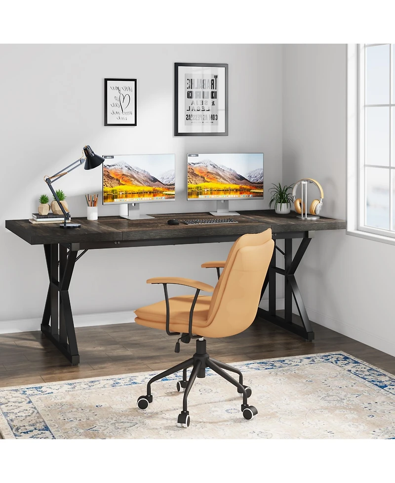 Tribesigns 6FT Conference Table, 70.86 L x 31.49 W 29.52 H Inches Rectangle Meeting Room Rustic Wood Seminar Table Executive Desk
