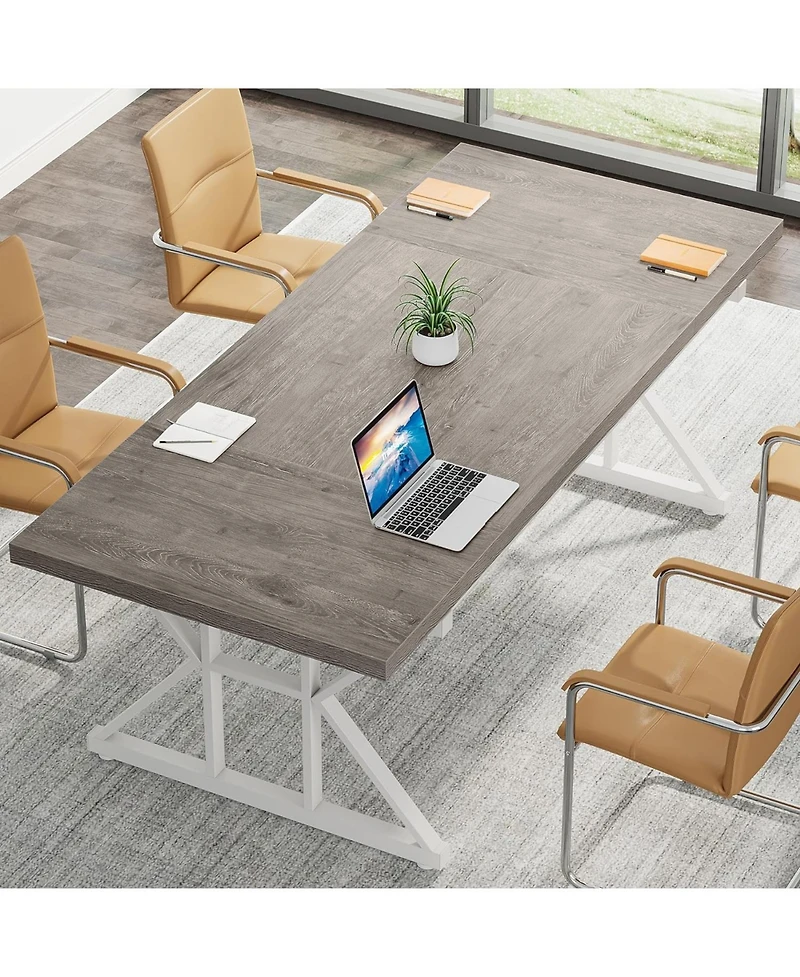 Tribesigns 6FT Conference Table, 70.86 L x 31.49 W 29.52 H Inches Rectangle Meeting Room Rustic Wood Seminar Table Executive Desk