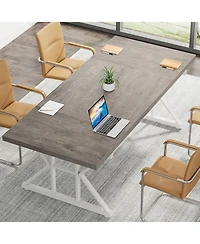 Tribesigns 6FT Conference Table, 70.86 L x 31.49 W 29.52 H Inches Rectangle Meeting Room Rustic Wood Seminar Table Executive Desk