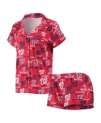 Concepts Sport Women's Red Washington Nationals Flagship Allover Print Top Shorts Sleep Set