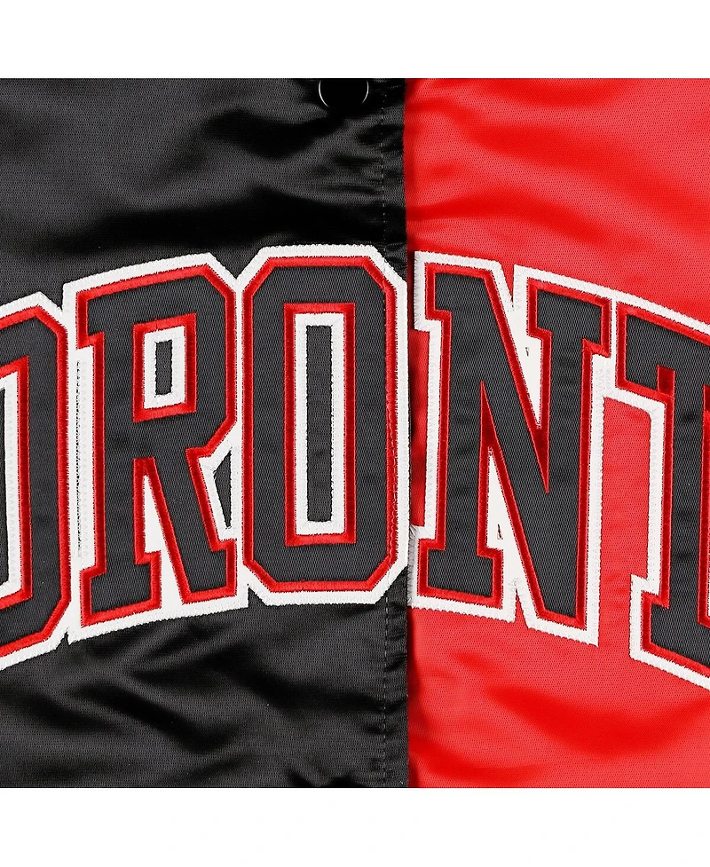 Starter Women's Black/Red Toronto Raptors Split Colorblock Satin Full-Snap Varsity Jacket