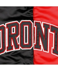 Starter Women's Black/Red Toronto Raptors Split Colorblock Satin Full-Snap Varsity Jacket