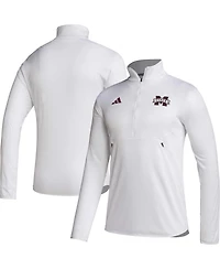 Adidas Men's White Mississippi State Bulldogs 2023 Sideline Aeroready Half-Zip Top