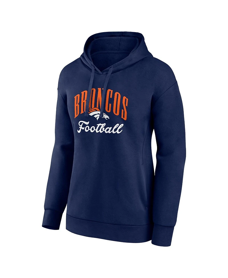 Fanatics Women's Navy Denver Broncos Team Logo Victory Script Pullover Hoodie
