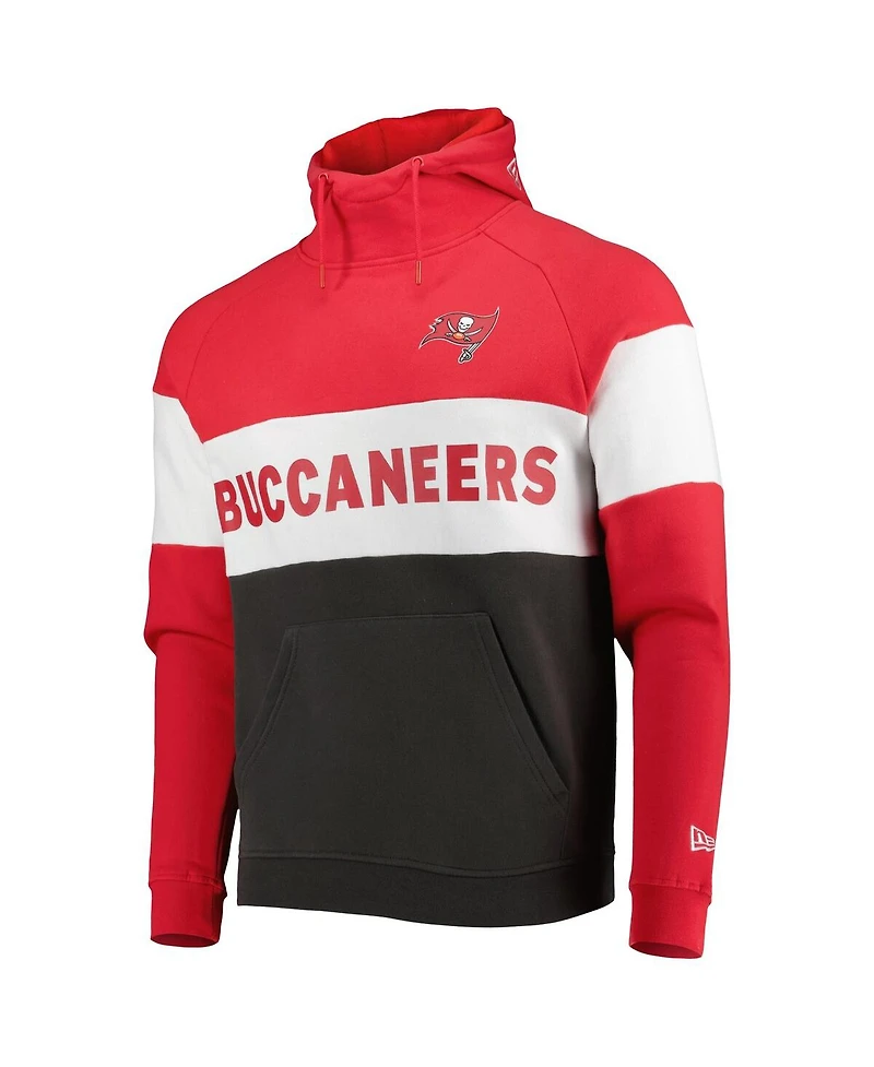 New Era Men's Red Tampa Bay Buccaneers Colorblock Current Pullover Hoodie