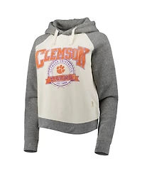 Pressbox Women's Cream/Heather Gray Clemson Tigers Cody Tri-Bend Raglan Pullover Hoodie