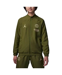 Jordan Big Boys and Girls Olive Paris Saint-Germain 2023/24 Strike Full-Zip Track Jacket