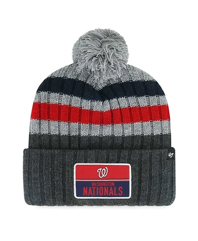 '47 Brand Men's Gray Washington Nationals Stack Cuffed Knit Hat with Pom