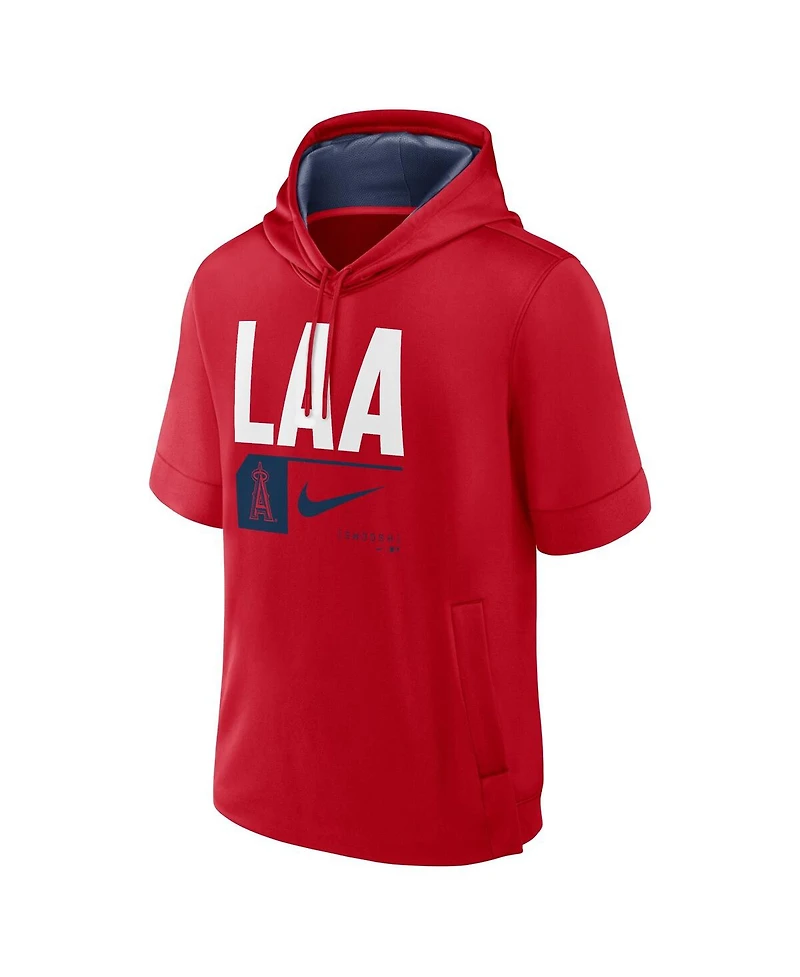 Nike Men's Red Los Angeles Angels Tri Code Lockup Short Sleeve Pullover Hoodie