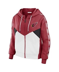 Wear by Erin Andrews Women's Cardinal/White Arizona Cardinals Color Block Light Weight Modest Crop Full-Zip Hoodie