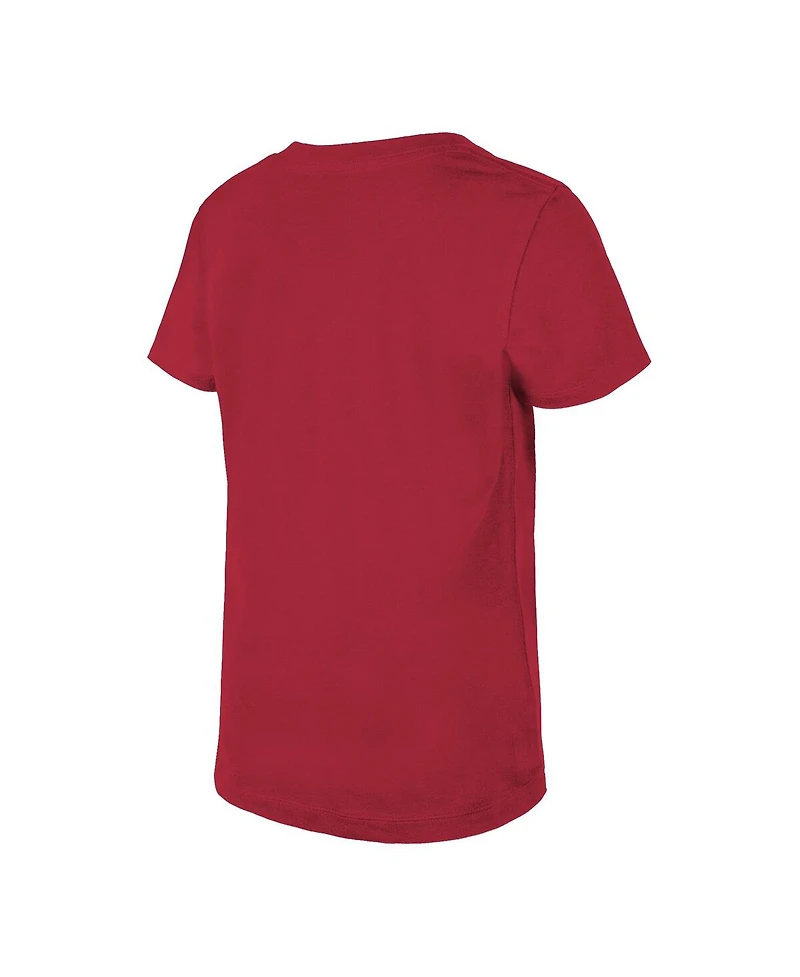 New Era Big Girls Cardinal Arizona Cardinals Reverse Sequin V-Neck T-Shirt