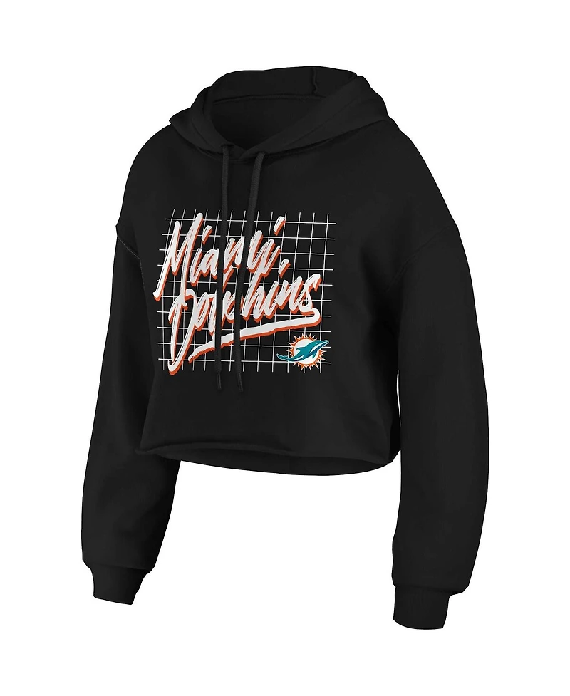 Wear by Erin Andrews Women's Black Miami Dolphins Domestic Cropped Pullover Hoodie
