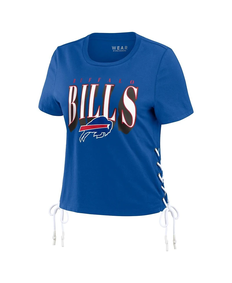 Wear by Erin Andrews Women's Royal Buffalo Bills Lace Up Side Modest Cropped T-Shirt