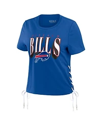 Wear by Erin Andrews Women's Royal Buffalo Bills Lace Up Side Modest Cropped T-Shirt