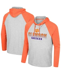 Colosseum Men's Heather Grey Clemson Tigers Hasta La Vista Raglan Hoodie Long Sleeve T-Shirt