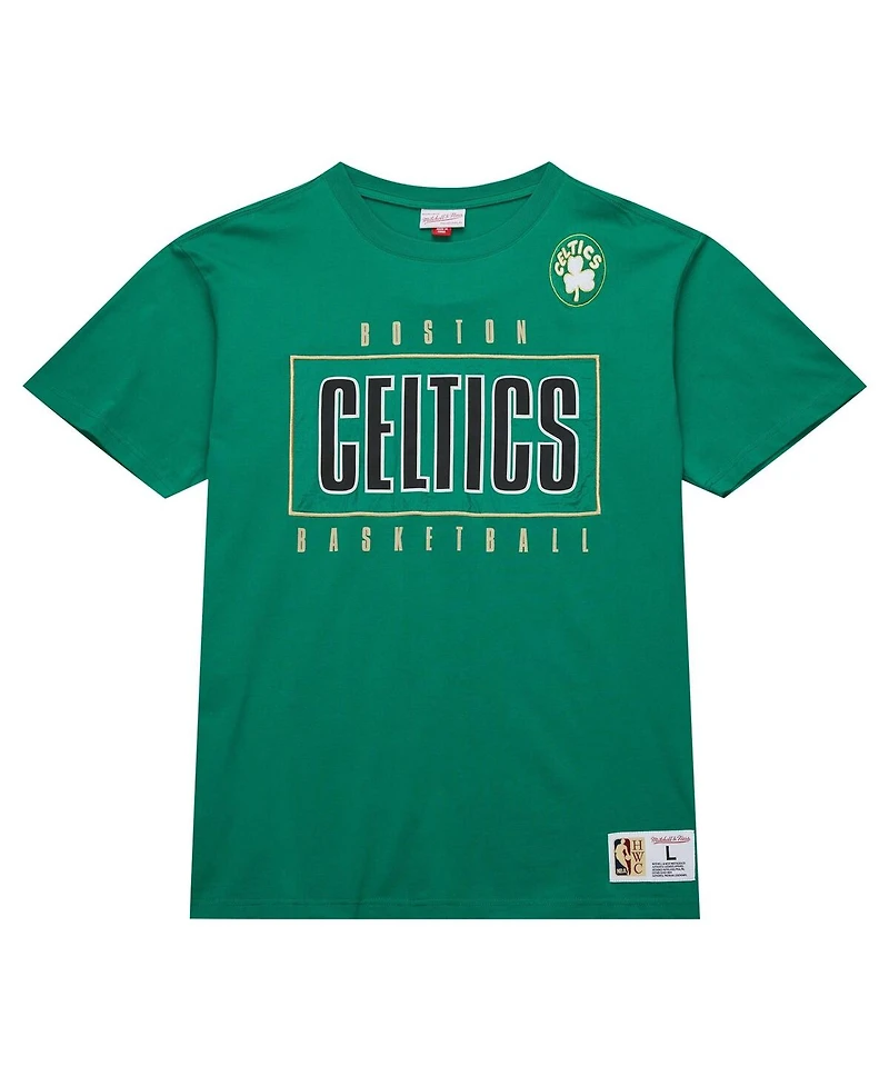 Mitchell & Ness Men's Kelly Green Boston Celtics Hardwood Classics Team Og 2.0 Premium Vintage Logo T-Shirt