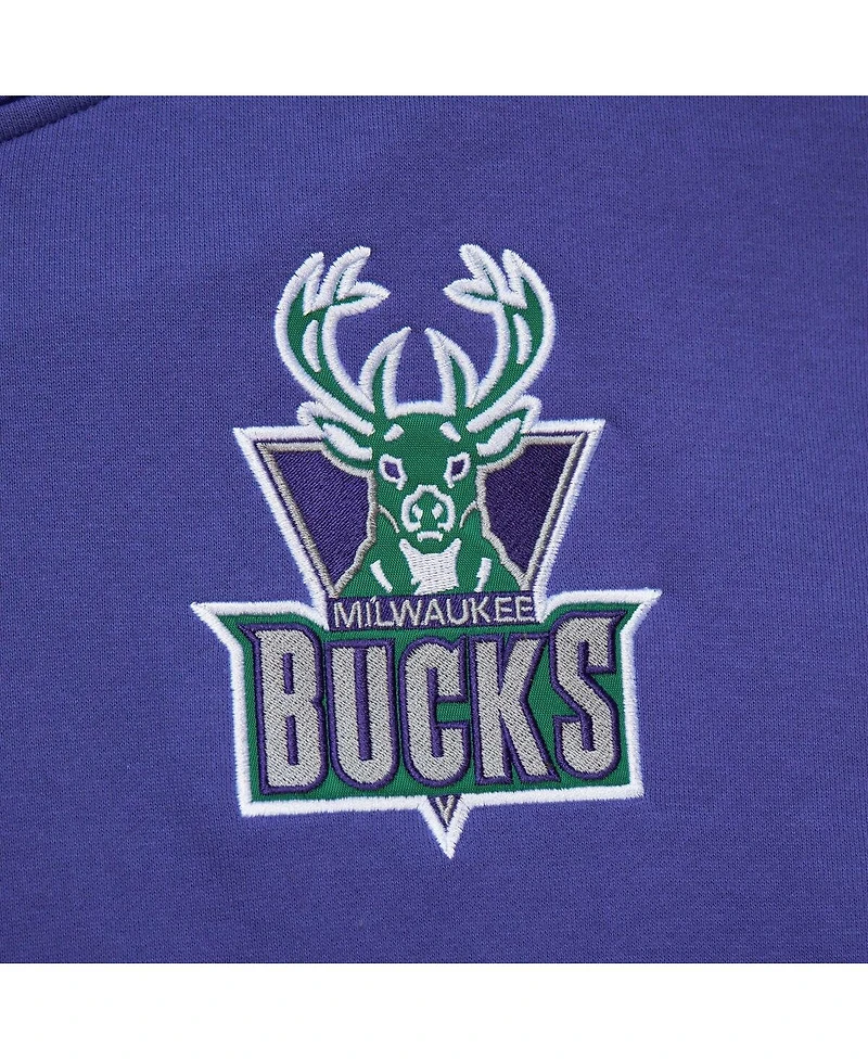 Mitchell & Ness Men's Purple Milwaukee Bucks Team Og 2.0 Vintage Logo Fleece Pullover Hoodie