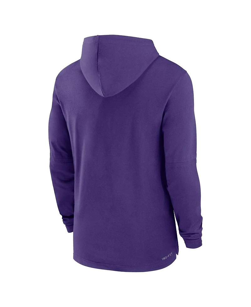 Nike Men's Lsu Tigers Sideline Hoodie Performance Long Sleeve T-Shirt