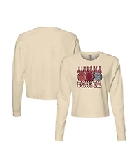 Image One Women's Natural Alabama Crimson Tide Comfort Colors Basketball Cropped Long Sleeve T-Shirt