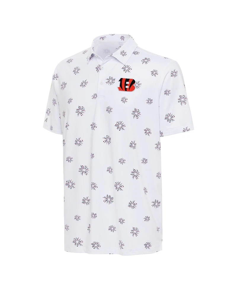 Antigua Men's White Cincinnati Bengals Fireworks Polo