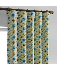 Half Price Drapes Zanni Multi Blue Green Geometric Faux Silk Jacquard Room Darkening Curtain