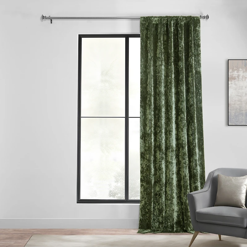 Half Price Drapes Emerald Green Lush Crush Velvet Room Darkening Curtain
