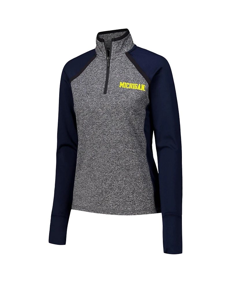Camp David Women's Navy/Heather Gray Michigan Wolverines Finalist Raglan Quarter-Zip Jacket