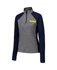 Camp David Women's Navy/Heather Gray Michigan Wolverines Finalist Raglan Quarter-Zip Jacket
