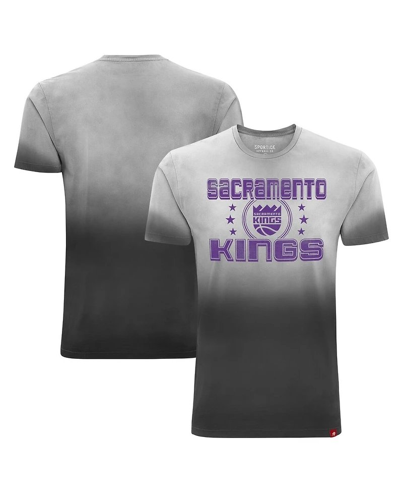 Sportiqe Men's and Women's Black Sacramento Kings Bingham Sun-Fade T-Shirt