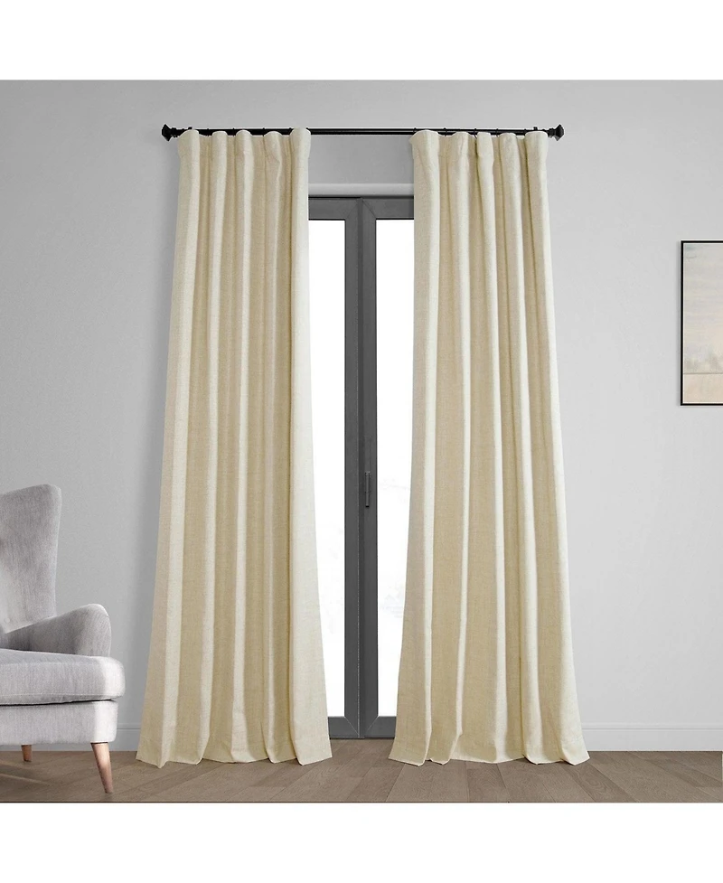 Half Price Drapes Natural Light Beige Thermal Cross Linen Weave Blackout Curtain