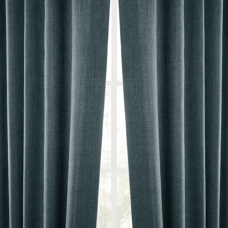 Half Price Drapes Sweden Blue Italian Faux Linen Room Darkening Curtain