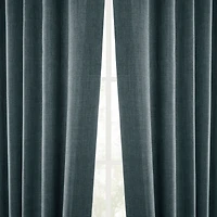 Half Price Drapes Sweden Blue Italian Faux Linen Room Darkening Curtain