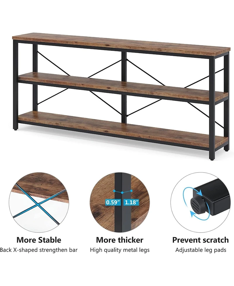 Tribesigns 71" Sofa Tables,Extra Long Couch Table, Narrow Console Entryway Table,Sofa Table with 3 Tiers Storage Shelves