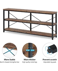 Tribesigns 71" Sofa Tables,Extra Long Couch Table, Narrow Console Entryway Table,Sofa Table with 3 Tiers Storage Shelves