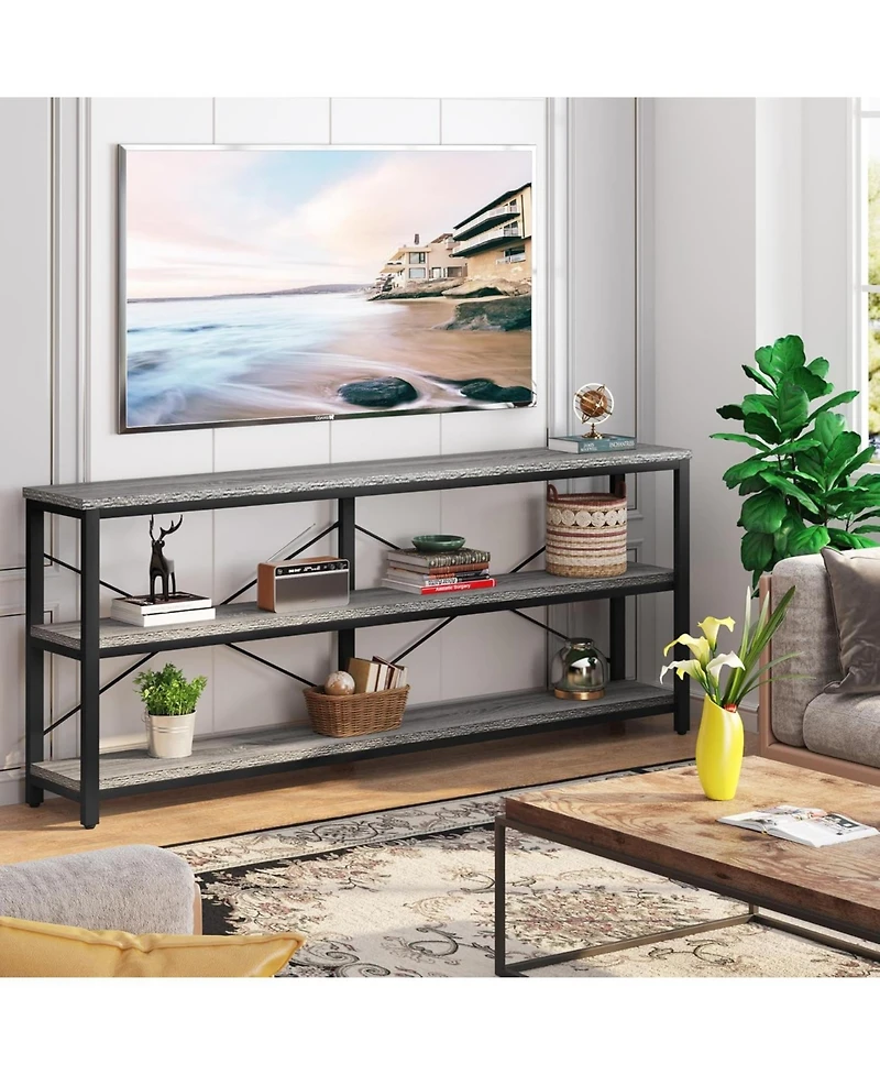 Tribesigns 71" Sofa Tables,Extra Long Couch Table, Narrow Console Entryway Table,Sofa Table with 3 Tiers Storage Shelves