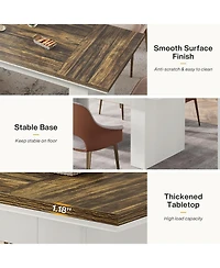 Tribesigns 63" Farmhouse Dining Table for 4-6 People, Rectangle Kitchen Table Dining Room Table, Wood Family Dinner Table for Living Room, Kitchen, Di