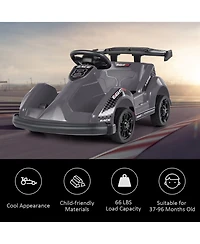 Gymax 6V Battery Powered Go Kart Kids Ride On 4 Wheel Racer Rc w/ Bumper & Music Pink