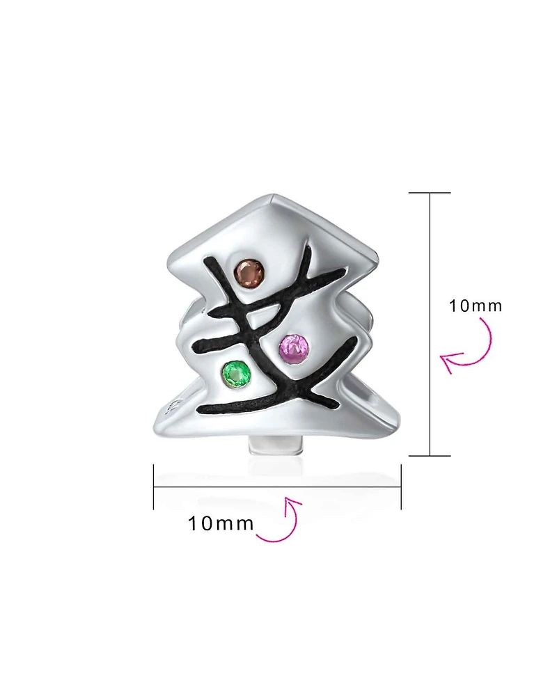 Bling Jewelry Decorated Christmas Tree Festive Holiday Charm Bead For Oxidized Sterling Silver Fits European Bracelet