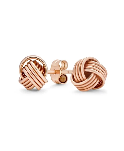 Bling Jewelry Traditional Classic Round Ball Woven Twisted Rope Cable Love Knot Ball Stud Earrings Rose Gold Plated .925 Sterling Silver
